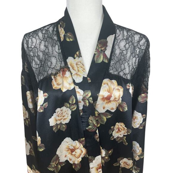 VTG Valentino Intimo Neiman Marcus Floral Lace Long Robe Women's XLP NO BELT - Picture 2 of 16